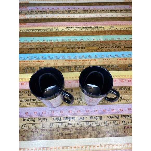 2 Vintage 80s Thermo-Serv Coffee Mugs made in USA Cabin Mill Print Currier Ives - Picture 2 of 11